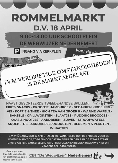 Rommelmarkt gaat niet door